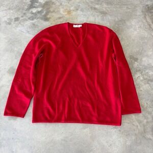 St. Croix Knits Red V-Neck Sweater 100% Zephyr Wool Mens XXL Long Pullover